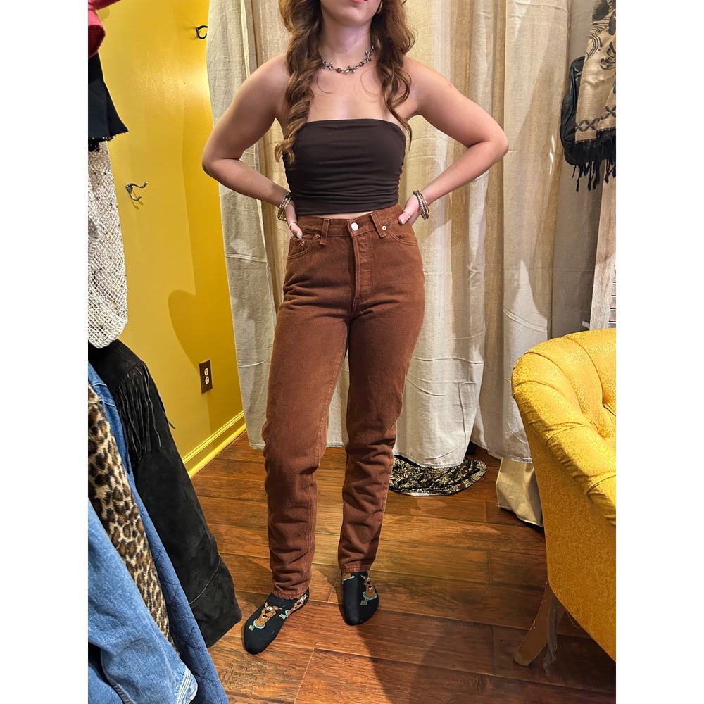 Vintage 90s‎ Levis 501 Jeans Women 9 Terracotta Brown High Waist USA 17501-0670